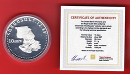 Armenien / Armenie / Armenia 1998, 10th Anniversary Earthquake 07.12.1988, Silver Coin, 10 Dram - Proof - Armenien