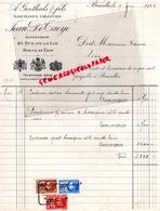 BELGIQUE- BRUXELLES- RARE FACTURE A. GOETHALS & FILS- JEAN DE TAEYE- MARCHAND TAILLEUR- 43 RUE DE LA LOI- 1928 - Textile & Vestimentaire
