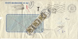 FRANCE Taxe  92 X 3 (o) Lettre Taxée Avec Cachet T De 1965 + Retour à L'envoyeur - 1960-.... Briefe & Dokumente