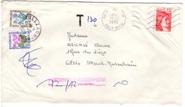 FRANCE Taxe  99 + 102 (o) Lettre Taxée Avec Cachet T De 1979 Présentée à Illzach Modenheim (Haut-Rhin) - 1960-.... Storia Postale