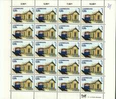 Luxembourg Feuille De 20 Timbres à 0,50 Euro Chemins De Fer D'Antan Waggon C3f  Nr 357-CVE Gare De Niederpallen 2005 - Ganze Bögen