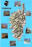 20 CORSE Corsica - Carte Géographique De La Corse Avec Multivues - CPSM Grand Format - - Autres & Non Classés