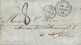 1850- Lettre De LEEDS  Taxe 8 D Tampon Pour Lille - Maritime Post