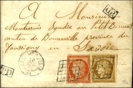 Grille / N° 1 + 5 (def) Càd T 15 LA CROIX-ROUSSE 68 Sur Lettre Pour Faussigny (états Sardes). 1851. - TB. - R. - 1849-1850 Cérès