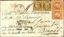 PC 2388 / N° 1 Paire (1 Ex Def) + 5 Paire Superbes Marges Càd T 15 PAU (64) Sur Lettre Adressée Au Bengale. Au Recto, Ca - 1849-1850 Ceres