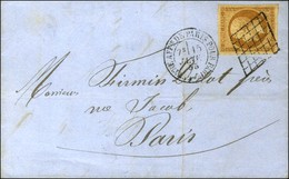 Grille / N° 13 Type I Bistre Brun Càd LETTRE AFFie DE PARIS POUR PARIS Sur Lettre Locale. 1855. - SUP. - R. - 1853-1860 Napoléon III.