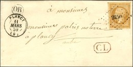 PC 2450 / N° 13 Càd T 15 PLANCY (9) Sur Lettre Locale. Au Recto, CL Rouge. 1859. - SUP. - 1853-1860 Napoleon III