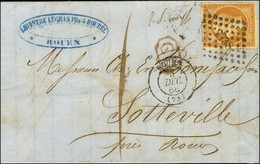 PC 2738 / N° 13 Bistre Orange Càd T 15 ROUEN (74) Sur Lettre En Double Port Local Insuffisamment Affranchie Taxée 1. Au  - 1853-1860 Napoléon III.