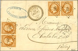 PC 345 / N° 13 (2 Paires) Nuance Bistre Orange Càd T 22 BELESTA (8) Sur Lettre 2 Ports Pour Chalabre. 1856. - SUP. - 1853-1860 Napoléon III.