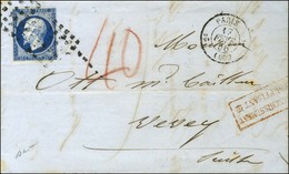 Rouleau De Gros Points / N° 14 Càd PARIS (60) Sur Lettre Insuffisamment Affranchie Pour Vevey Taxée 40. 1856. - TB / SUP - 1853-1860 Napoléon III.