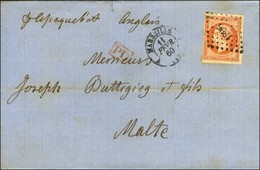 PC 1896 / N° 16 Càd MARSEILLE (12) Sur Lettre Pour Malte. 1860. - TB / SUP. - 1853-1860 Napoleon III