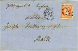 PC 1896 / N° 16 Càd MARSEILLE (12) Sur Lettre Pour Malte. 1860. - TB / SUP. - 1853-1860 Napoléon III