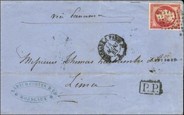 Losange BP 1 / N° 17 A Rose Vif Càd BORDEAUX A PARIS Sur Lettre Pour Lima. 1863. - TB. - R. - 1853-1860 Napoleon III