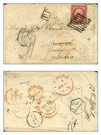 PC 3537 / N° 17 Càd T 15 VERSAILLES (72) Sur Lettre Pour L'Inde, Au Verso Nombreuses Réexpéditions. 1861. - TB. - R. - 1853-1860 Napoleone III