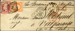 PC 441 / N° 16 + 17 (pd) Càd T 15 BORDEAUX (32) Sur Lettre Pour Valparaiso, Au Recto Càd De Transit PANAMA. 1861. - TB.  - 1853-1860 Napoleon III