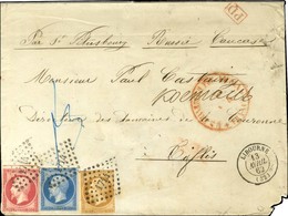 PC 1714 / N° 13 (def) + 14 (def) + 17 (leg Def) Càd T 15 LIBOURNE (32) Sur Lettre Pour Tyflis (Caucase). 1862. Rare Dest - 1853-1860 Napoleone III