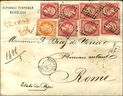 PC 441 / N° 17 A (7) + N° 23 (quelques Petits Defs) Càd T 15 BORDEAUX (32) Sur Lettre Chargée Pour Rome. 1862. - TB. - R - 1853-1860 Napoléon III.