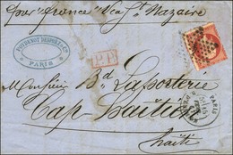 Etoile 4 / N° 24 Càd PARIS / R. D'ENGHIEN Sur Lettre Pour Le Cap Haïtien, Au Verso Càd De La Ligne B. 1867. - TB. - R. - 1862 Napoléon III.
