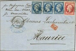 GC 2602 / N° 22 (3) + 24 Càd T 15 NANTES (42) Sur Lettre 2 Ports Pour Maurice. 1865. - SUP. - R. - 1862 Napoléon III.