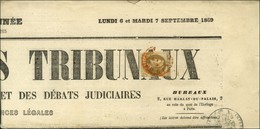 Cachet Rouge Des Imprimés PARIS PP / N° 27 Sur Journal Entier GAZETTE DES TRIBUNAUX Daté 6 Et 7 Septembre 1869. - TB / S - 1863-1870 Napoleon III With Laurels