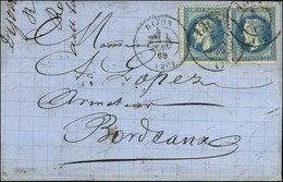 Bureau De Passe 1307 / N° 29 Paire Càd DIJON (20) Sur Lettre Pour Bordeaux. 1869. - TB. - 1863-1870 Napoleon III Gelauwerd