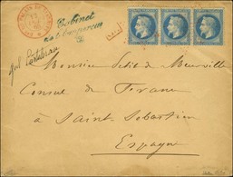 Etoile Rouge / N° 29 Bande De 3 Càd Rouge Bau DU PALAIS DE BIARRITS / * 12 OCT. 68 Et Griffe Bleue Cabinet De L'Empereur - 1863-1870 Napoléon III. Laure