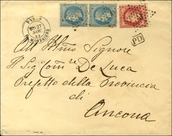 Etoile 9 / N° 29 Paire + 32 Càd PARIS / R. MONTAIGNE Sur Lettre Pour Ancona (Italie). 1869. - SUP. - 1863-1870 Napoleon III Gelauwerd