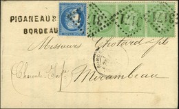 GC 3171 (Rochefort Sur Mer) / N° 35 Bande De 3 + N° 60 Càd BORDEAUX (32) Sur Lettre Pour Mirambeau. 1872. - TB. - R. - 1870 Beleg Van Parijs