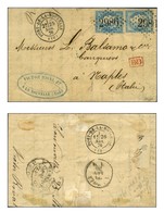 GC 2986 / N° 44 (2) Bleu Clair, Belles Marges, Càd T 17 PORT-DE-LA-NOUVELLE (10) Sur Lettre Pour Naples. 1870. - SUP. -  - 1870 Bordeaux Printing