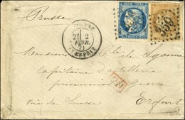 GC 359 / N° 43 + 46 Càd BAYONNE / ST ESPRIT Sur Lettre Pour Un Prisonnier De Guerre à Erfurt Par La Voie De Suisse. 1871 - 1870 Uitgave Van Bordeaux