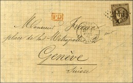 GC 2145 A / N° 47 Càd LYON / LES TERREAUX Sur Lettre Pour Genève. 1871. - TB / SUP. - 1870 Bordeaux Printing