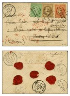 GC 3337 / N° 30 + 35 + 48 Rouge Sang Càd T 16 SAVERDUN (8) 14 AOUT 72 Sur Lettre Chargée. - SUP. - R. - 1870 Uitgave Van Bordeaux