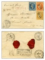 GC 3645 / N° 29 + 43 + 48 Càd T 16 ST GERVAIS-D'AUVERGNE (62) Sur Lettre Chargée. 1871. Superbe Affranchissement Tricolo - 1870 Bordeaux Printing