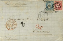 GC 532 / N° 37 + 49 Càd BORDEAUX (32) Sur Lettre Pour Caracas, Au Recto Taxe 2 Pour L'acheminement Intérieur. 1871. - TB - 1870 Bordeaux Printing