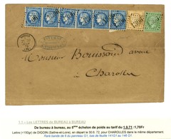 GC 1306 / N° 35 + 59 (def) + 60 Bande De 6 Càd T 16 DIGOIN (70) Sur Lettre Au 5e échelon De Poids Pour Charolles. 1872.  - 1871-1875 Ceres