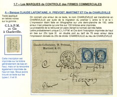 Càd CHARLEVILLE / ARDENNES / N° 60 Paire Avec Au Verso Des Timbres Les Marques De Contrôle De La Banque Claude-Lafontain - 1871-1875 Ceres