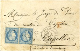 Etoile 1 / N° 60 Paire Càd PARIS / PL. DE LA BOURSE Sur Lettre Pour Capellen (Gd Duché De Luxembourg). 1871. - TB. - 1871-1875 Cérès