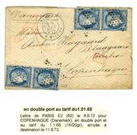 Etoile 2 / N° 60 2 Paires Càd PARIS / R. MILTON Sur Lettre 2 Ports Pour Copenhague. 1873. - TB / SUP. - 1871-1875 Ceres