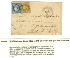 Conv Stat MONTRICOUX / M.LEX. (85) / N° 55 + 60 Sur Lettre Avec Très Long Texte Adressée En Double Port Au Tarif De Mili - 1871-1875 Ceres