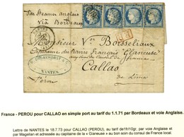 GC 2602 / N° 60 (4) Càd T 17 NANTES (42) Sur Lettre Adressée Aux Soins Du Consul De France à Callao Pour être Remise Au  - 1871-1875 Cérès