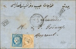 GC 5092 + Càd T 22 MERSINA / TURQUIE D'ASIE Sur Lettre Avec Texte Pour Beyrouth. N° 59 + N° 60 Obl GC 5082 à L'arrivée.  - 1871-1875 Cérès