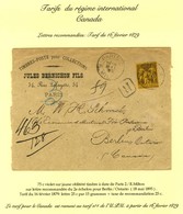 Càd PARIS 2 / R. MILTON / N° 99 Sur Lettre Recommandée 2 Ports Pour Berlin (Ontario). 1895. - SUP. - R. - 1876-1878 Sage (Type I)