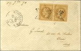 Etoile 18 / N° 28 Paire Càd PARIS / R. D'AMSTERDAM 19 SEPT. 70 Sur Lettre Pour Douai. Au Verso, Càd D'arrivée 14 OCT. 70 - Guerre De 1870