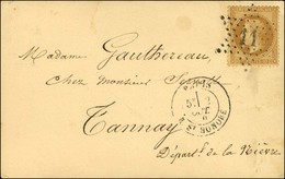 Etoile 11 / N° 28 Càd PARIS / R. ST HONORE 2 OCT. 70 Sur Carte Pour Tannay Sans Càd D'arrivée. L'ARMAND BARBES Probable. - Oorlog 1870