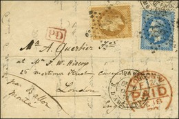 Etoile 18 / N° 28 + 29 Càd PARIS / R. D'AMSTERDAM 6 OCT. 70 Sur Lettre Pour Londres. Au Recto, Càd D'arrivée 18 OCT. 70. - Krieg 1870