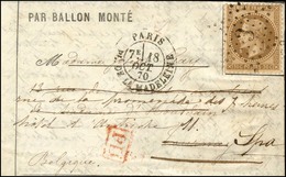 Etoile 3 / N° 30 Càd PARIS / PL. DE LA MADELEINE 18 OCT. 70 Sur Lettre PAR BALLON MONTÉ Pour Tournai Réexpédiée à Spa, A - War 1870
