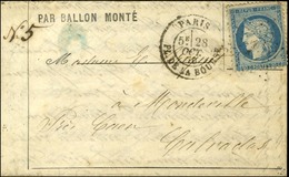 Etoile 1 / N° 37 Càd PARIS / PL. DE LA BOURSE 28 OCT. 70 Sur Lettre PAR BALLON MONTE Pour Caen. Au Verso, Càd D'arrivée  - Guerra De 1870