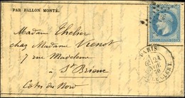 Etoile 24 / N° 29 Càd PARIS / R. DE CLERY 21 NOV. 70 Sur Lettre Pour St Brieuc. Au Verso, Càd 9 DEC. 70. LE VILLE D'ORLE - Oorlog 1870