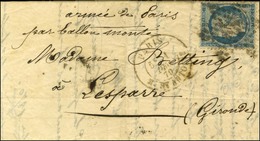 Etoile 21 / N° 37 Càd PARIS / R. ST ANTOINE 1 DEC. 70 Sur Lettre Pour Lesparre. Au Recto, Mention Manuscrite '' Armée De - War 1870