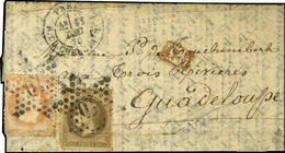 Etoile 10 / N° 30 + 31 Càd PARIS / R. DU CHERCHE MIDI 11 DEC. 70 Sur Lettre Pour Trois Rivières (Guadeloupe). Exceptionn - Oorlog 1870